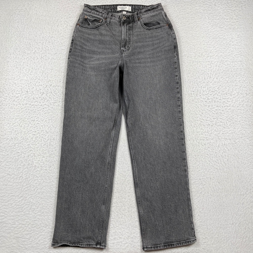 Abercrombie Jeans Women 29/8 Long Grey Curve Love Vintage Straight High Rise 90s